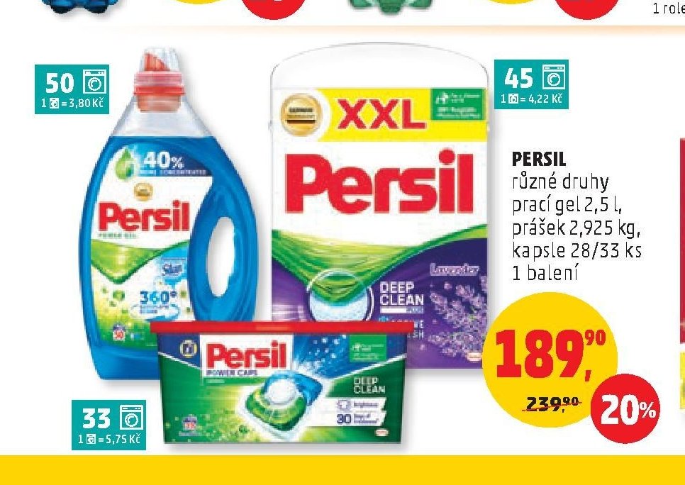 PERSIL různé druhy prací gel 2,5 l, prášek 2,925 kg