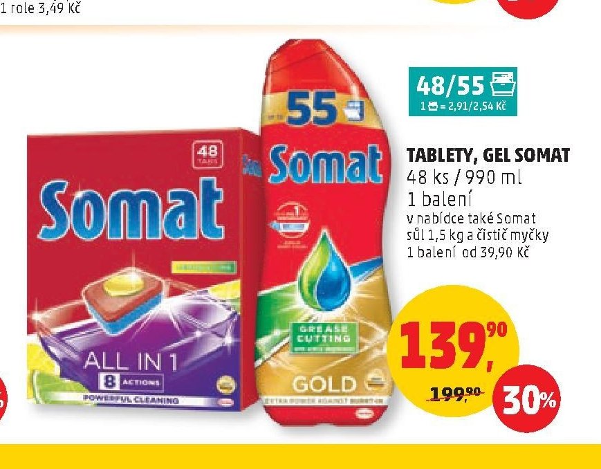 TABLETY, GEL SOMAT 48 ks / 990 ml