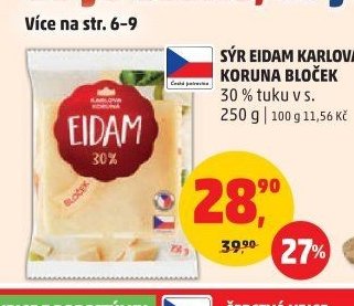 SÝR EIDAM KARLOVA KORUNA BLOČEK