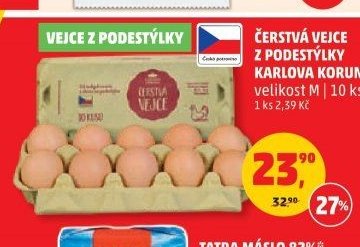 ČERSTVÁ VEJCE Z PODESTÝLKY KARLOVA KORUNA