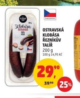 OSTRAVSKÁ KLOBÁSA ŘEZNÍKŮV TALÍŘ 200 g