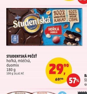 STUDENTSKÁ PEČEŤ hořká, mléčná, duomix
