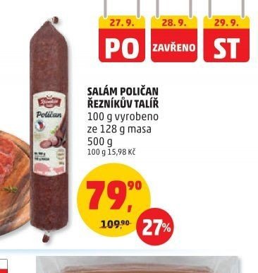Salám Poličan Řezníkův talíř