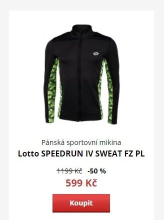 Pánská sportovní mikina Lotto SPEEDRUN IV SWEAT FZ PL