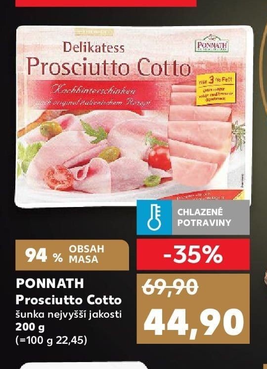 PONNATH Prosciutto Cotto šunka nejvyšší jakosti 200 g