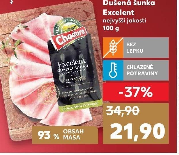 CHODURA Dušená šunka Excelent nejvyšší jakosti 100 g