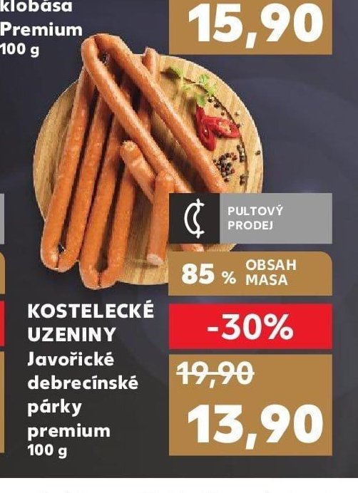 KOSTELECKÉ UZENINY Javořické párky premium 100 g