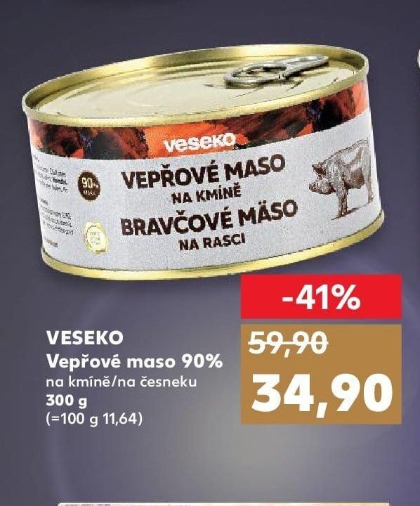 VESEKO Vepřové maso 90% na kmíně/na česneku