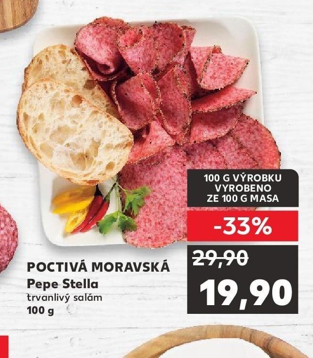Poctivá moravská Pepe Stella trvanlivý salám 100 g