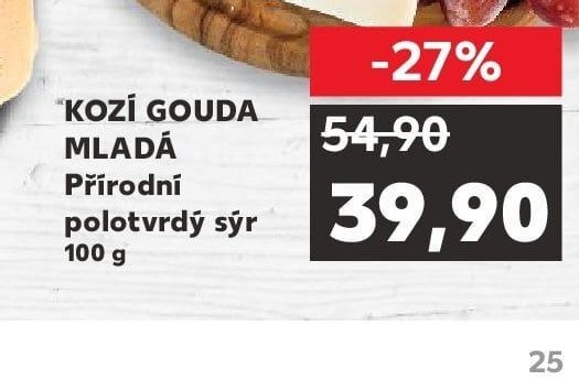 Kozí gouda mladá přírodní polotvrdý sýr 100 g