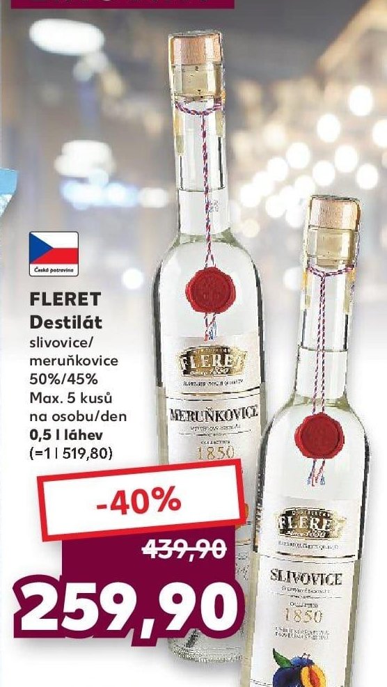 FLERET Destilát slivovice/meruňkovice