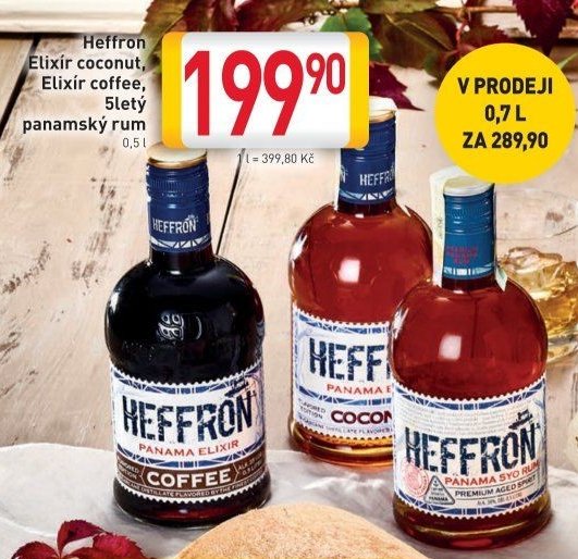 Heffron Elixír coconut, Elixír coffee, 5letý panamský rum