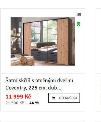 Šatní skříň s otočnými dveřmi Coventry, 225 cm, dub... - ASKO akcniletaky.com