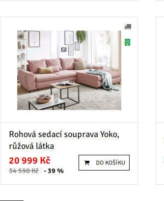 Rohová sedací souprava Yoko, růžová látka - ASKO akcniletaky.com