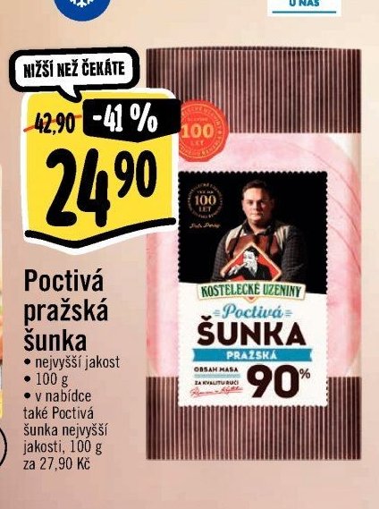 Kostelecké uzeniny Poctivá pražská šunka