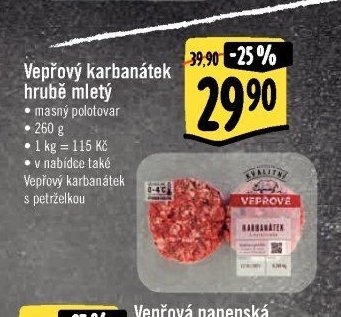 Vepřový karbanátek hrubě mletý