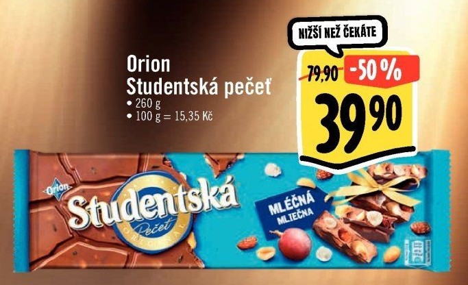Čokoláda Studentská pečeť Orion