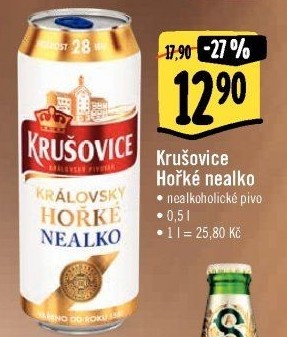 Pivo nealkoholické Královsky hořké Krušovice