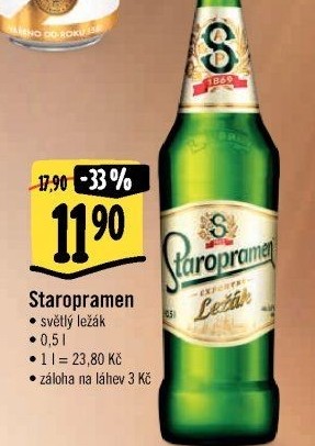 Pivo světlý ležák Staropramen