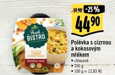 Polévka s cizrnou a kokosovým mlékem Albert Fresh Bistro