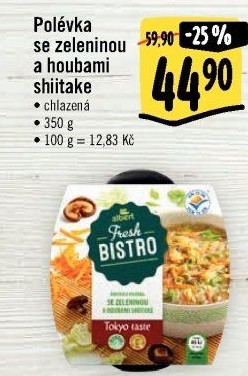 Polévka se zeleninou a houbami shiitake Albert Fresh Bistro