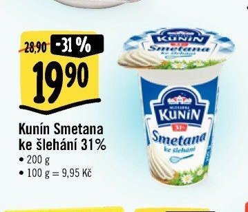 Kunín Smetana ke šlehání 31%