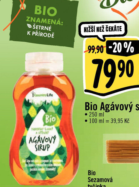 Agávový sirup Bio Country Life