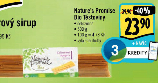Celozrnné těstoviny bio Nature'
