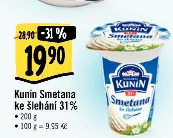 Smetana ke šlehání Kunín 31%