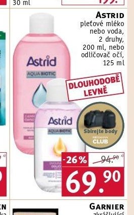 Astrid pleťové mléko nebo voda
