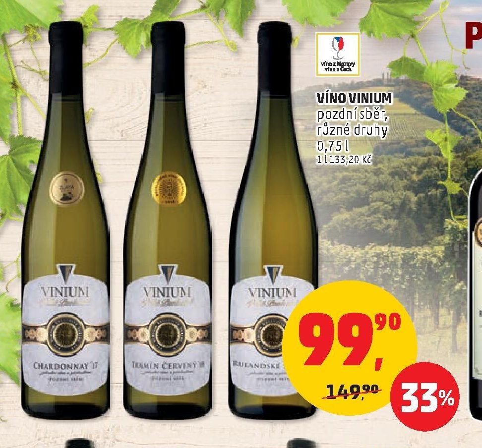 VÍNO VINIUM pozdní sběr, různé druhy