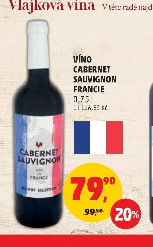 VÍNO CABERNET SAUVIGNON FRANCIE 0,75 l
