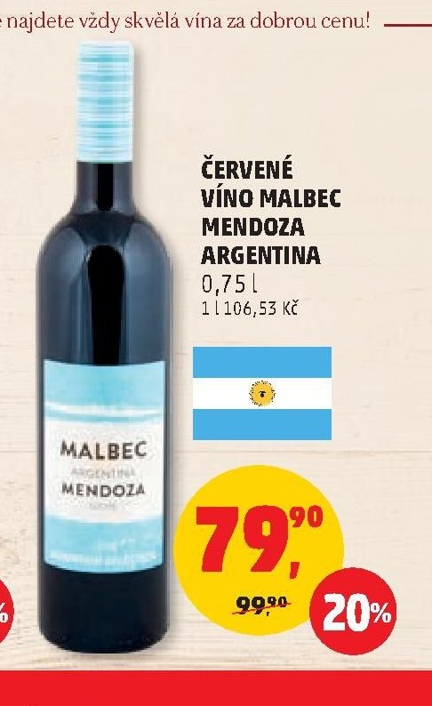 ČERVENÉ VÍNO MALBEC MENDOZA ARGENTINA 0,75 l