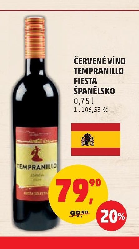 ČERVENÉ VÍNO TEMPRANILLO FIESTA ŠPANĚLSKO 0,75 l