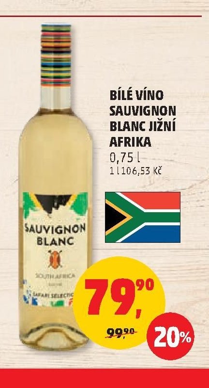 BÍLÉ VÍNO SAUVIGNON BLANC JIŽNÍ AFRIKA 0,75 l