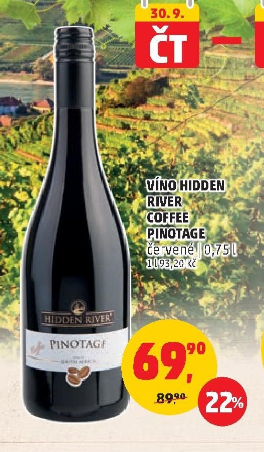 VÍNO HIDDEN RIVER COFFEE PINOTAGE červené 0,75 l