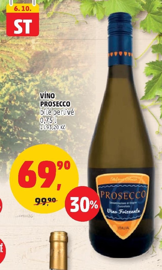 VÍNO PROSECCO bílé perlivé 0,75 l