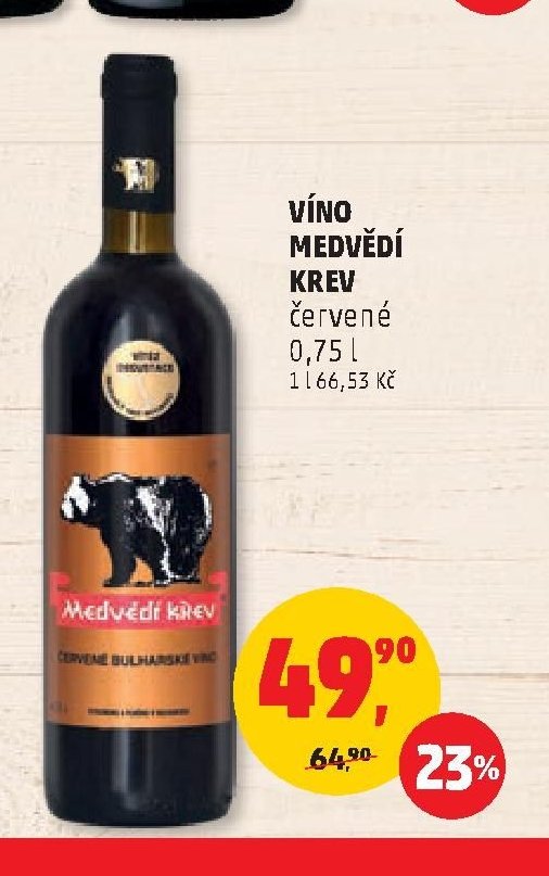 VÍNO MEDVĚDÍ KREV červené 0,75 l