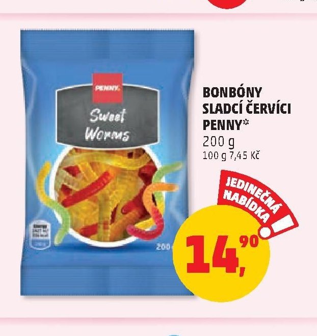 BONBÓNY SLADCÍ ČERVÍCI PENNY 200 g