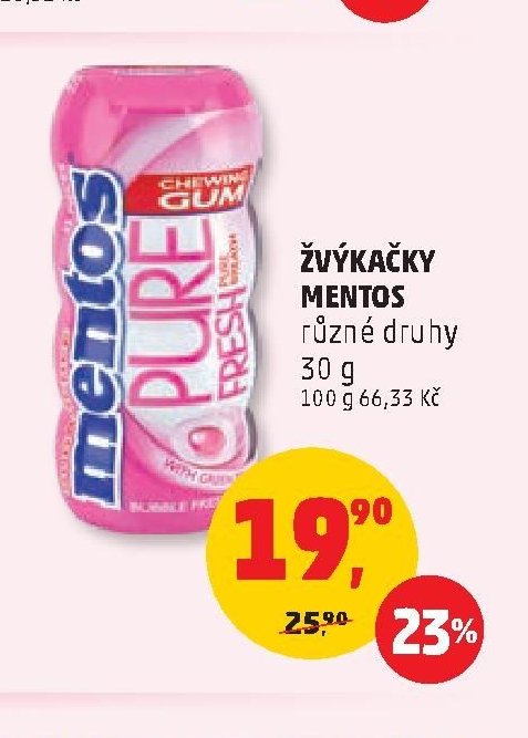 ŽVÝKAČKY MENTOS různé druhy 30 g