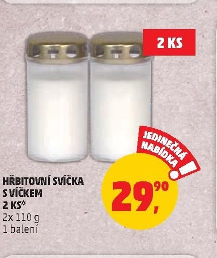 HŘBITOVNÍ SVÍČKA S VÍČKEM 2 KS