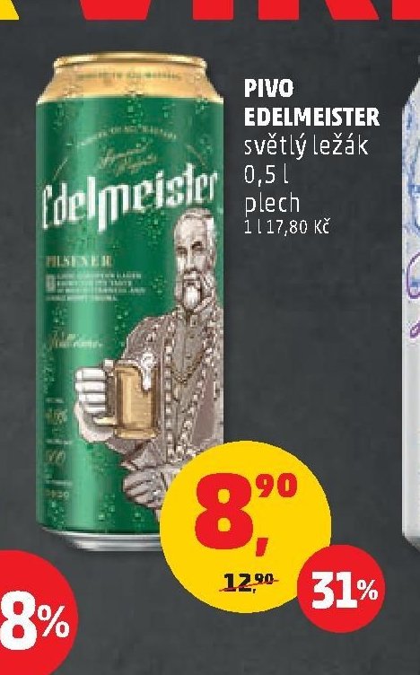 Pivo Edelmeister světlý ležák 0,5 l plech