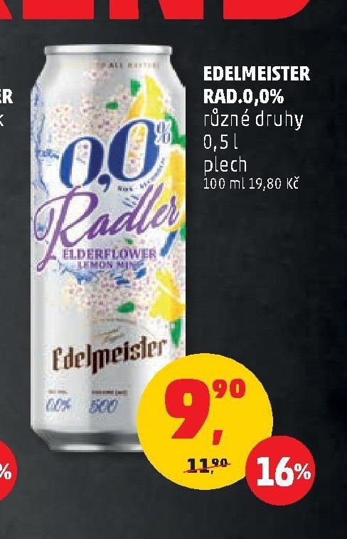 Edelmeister Radler 0,0 % různé druhy 0,5 l plech