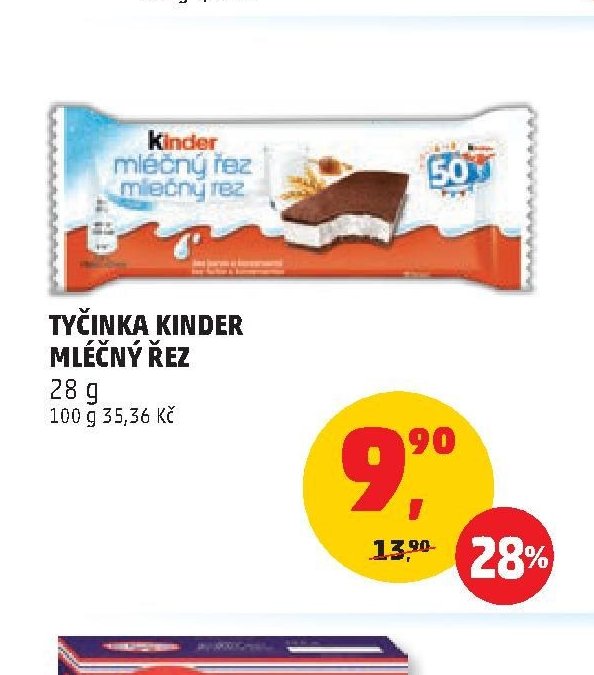 Tyčinka Kinder Mléčný řez