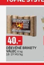 DŘEVĚNÉ BRIKETY VÁLEC 6 kg