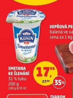 Smetana ke šlehání Kunín