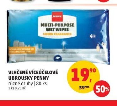 Vlhčené víceúčelové ubrousky Penny