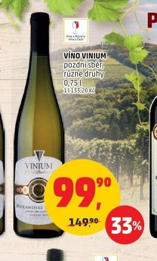 VÍNO VINIUM pozdní sběr, různé druhy 0,75 l