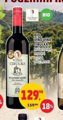 BIO VÍNO VINO CIBULKA Rulandské modré 0,75 l