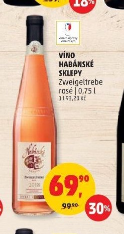 VÍNO HABÁNSKÉ SKLEPY Zweigeltrebe rosé 0,75 l